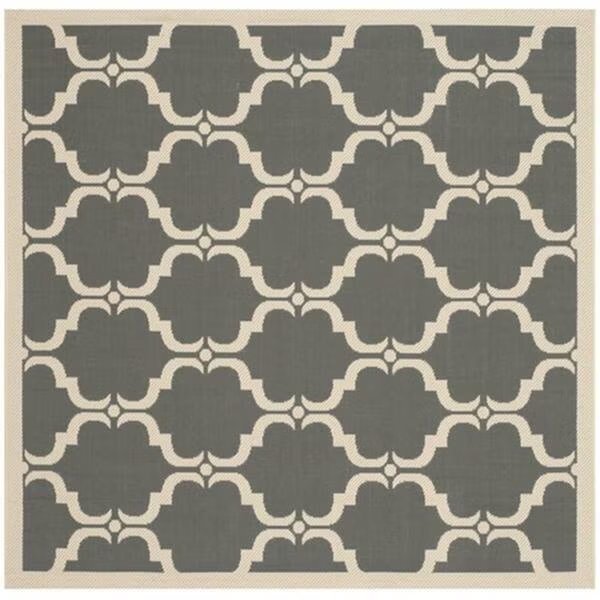 Courtyard Power Loomed Square Rug- Anthracite - Beige- 5 Ft. 3 In. X 5 Ft. 3 In., Safavieh, Mfr#: CY6009-246-5SQ